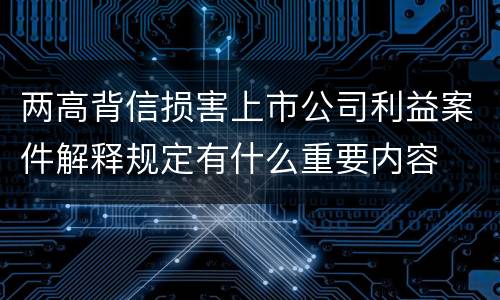 两高背信损害上市公司利益案件解释规定有什么重要内容