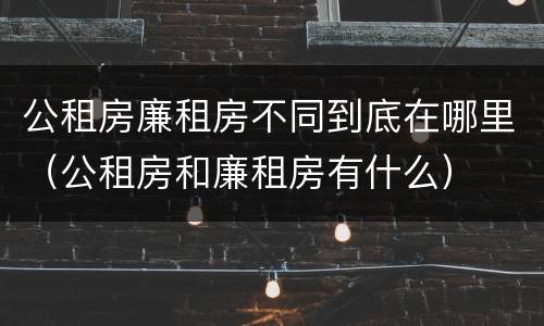 公租房廉租房不同到底在哪里（公租房和廉租房有什么）