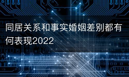 同居关系和事实婚姻差别都有何表现2022