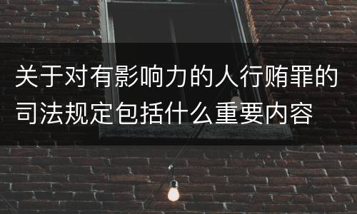 关于对有影响力的人行贿罪的司法规定包括什么重要内容