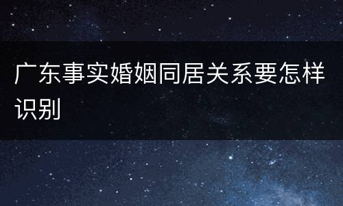广东事实婚姻同居关系要怎样识别