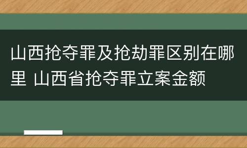 山西抢夺罪及抢劫罪区别在哪里 山西省抢夺罪立案金额