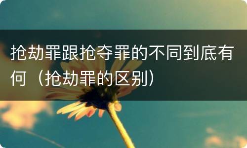 抢劫罪跟抢夺罪的不同到底有何（抢劫罪的区别）