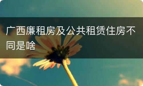 广西廉租房及公共租赁住房不同是啥