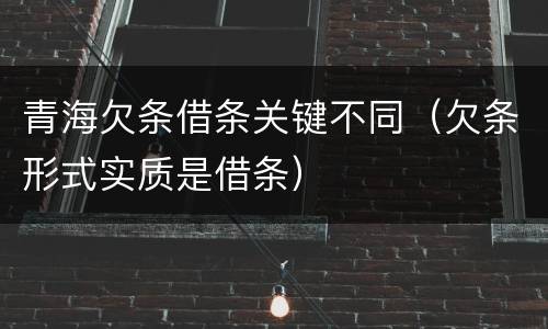 青海欠条借条关键不同（欠条形式实质是借条）