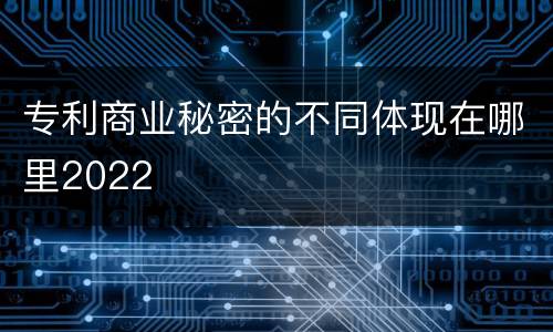 专利商业秘密的不同体现在哪里2022