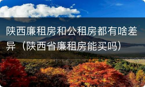 陕西廉租房和公租房都有啥差异（陕西省廉租房能买吗）