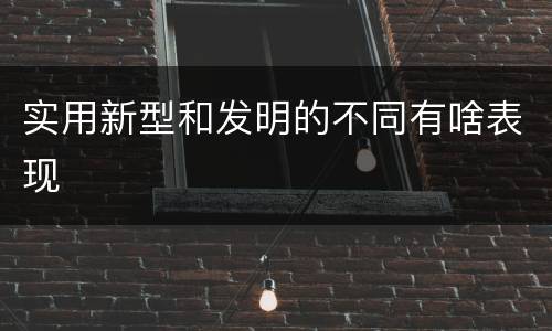 实用新型和发明的不同有啥表现