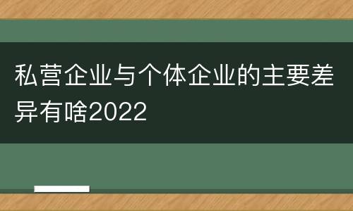 私营企业与个体企业的主要差异有啥2022