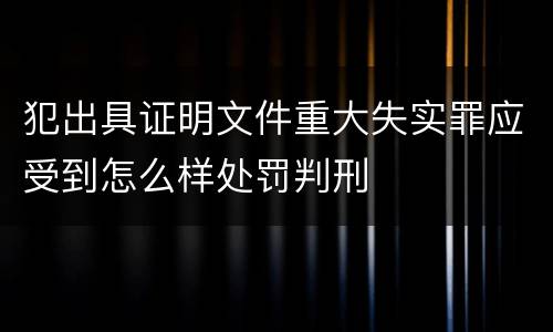 犯出具证明文件重大失实罪应受到怎么样处罚判刑