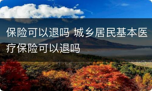 保险可以退吗 城乡居民基本医疗保险可以退吗