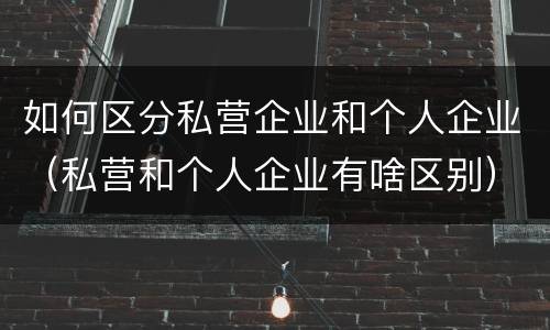 如何区分私营企业和个人企业（私营和个人企业有啥区别）