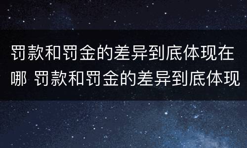 罚款和罚金的差异到底体现在哪 罚款和罚金的差异到底体现在哪里