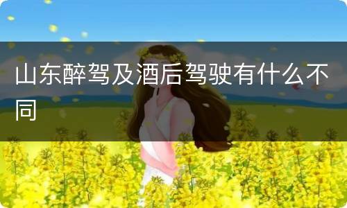 山东醉驾及酒后驾驶有什么不同