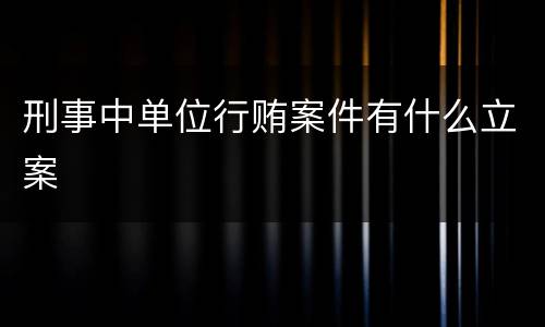 刑事中单位行贿案件有什么立案