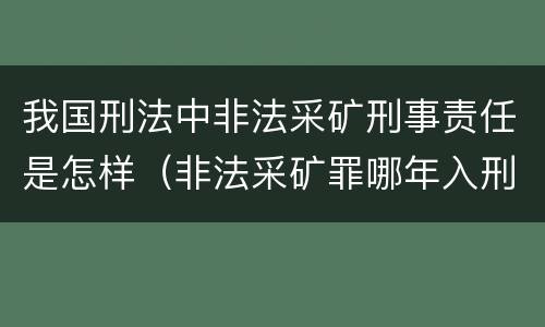 我国刑法中非法采矿刑事责任是怎样（非法采矿罪哪年入刑法）