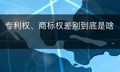 专利权、商标权差别到底是啥