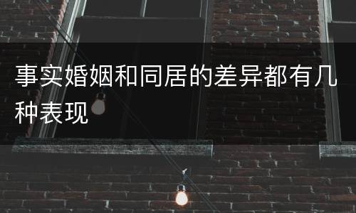 事实婚姻和同居的差异都有几种表现