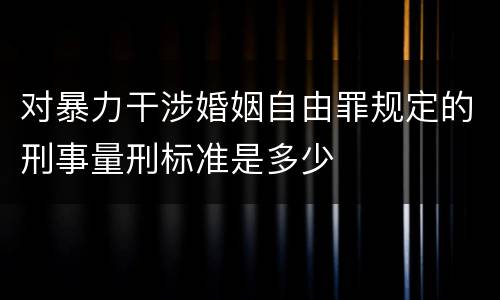 对暴力干涉婚姻自由罪规定的刑事量刑标准是多少