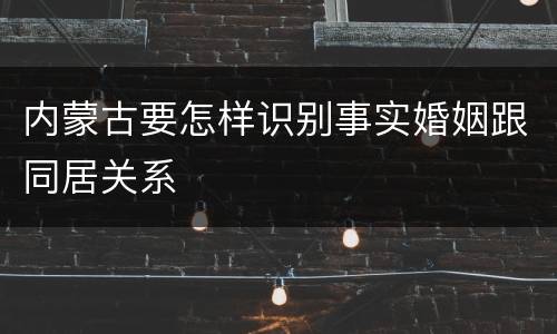 内蒙古要怎样识别事实婚姻跟同居关系