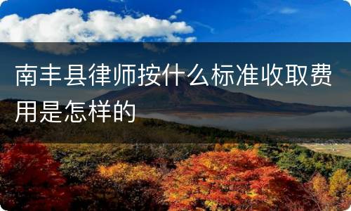 南丰县律师按什么标准收取费用是怎样的