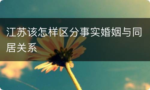 江苏该怎样区分事实婚姻与同居关系