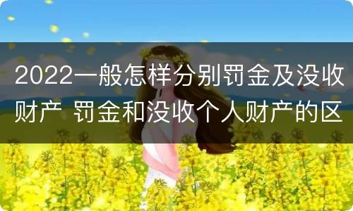2022一般怎样分别罚金及没收财产 罚金和没收个人财产的区别
