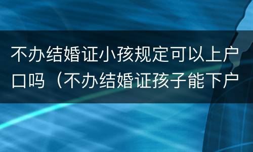 不办结婚证小孩规定可以上户口吗（不办结婚证孩子能下户爸爸名下吗）
