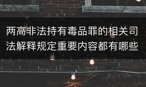 两高非法持有毒品罪的相关司法解释规定重要内容都有哪些