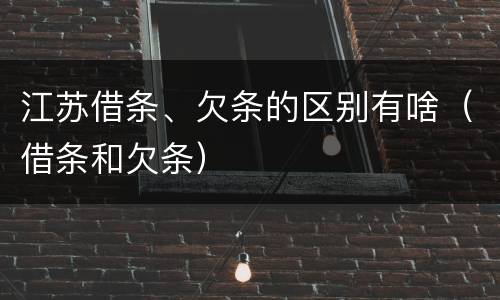 江苏借条、欠条的区别有啥（借条和欠条）
