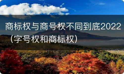 商标权与商号权不同到底2022（字号权和商标权）