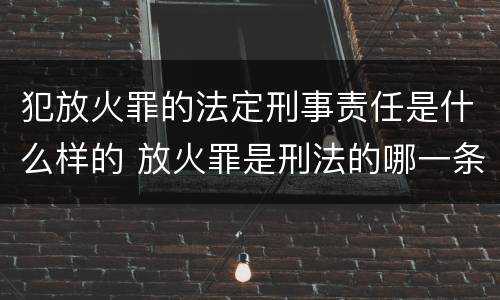 犯放火罪的法定刑事责任是什么样的 放火罪是刑法的哪一条