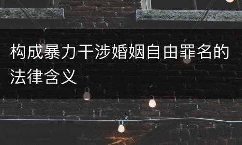 构成暴力干涉婚姻自由罪名的法律含义