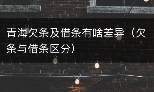 青海欠条及借条有啥差异（欠条与借条区分）