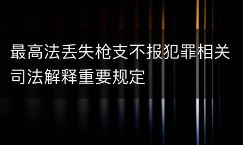 最高法丢失枪支不报犯罪相关司法解释重要规定