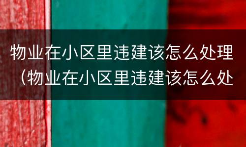 物业在小区里违建该怎么处理（物业在小区里违建该怎么处理好）
