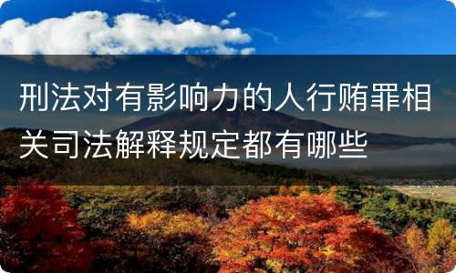 刑法对有影响力的人行贿罪相关司法解释规定都有哪些