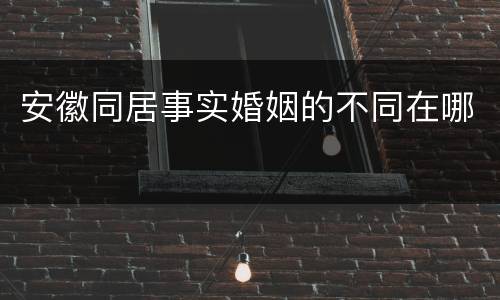 安徽同居事实婚姻的不同在哪