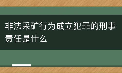 非法采矿行为成立犯罪的刑事责任是什么