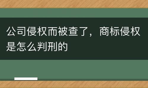 公司侵权而被查了，商标侵权是怎么判刑的
