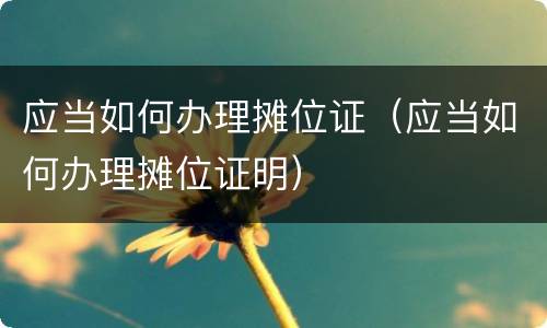 应当如何办理摊位证（应当如何办理摊位证明）