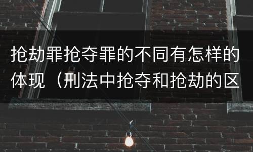 抢劫罪抢夺罪的不同有怎样的体现（刑法中抢夺和抢劫的区别）