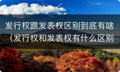 发行权跟发表权区别到底有啥（发行权和发表权有什么区别）
