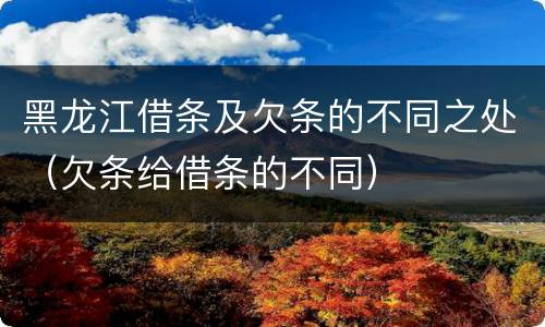 黑龙江借条及欠条的不同之处（欠条给借条的不同）