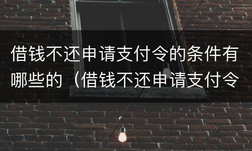 借钱不还申请支付令的条件有哪些的（借钱不还申请支付令怎么申请）