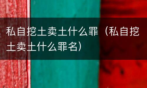 私自挖土卖土什么罪（私自挖土卖土什么罪名）