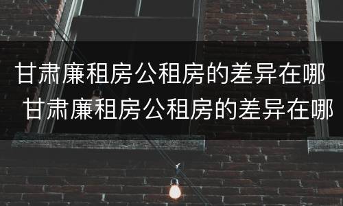 甘肃廉租房公租房的差异在哪 甘肃廉租房公租房的差异在哪查询