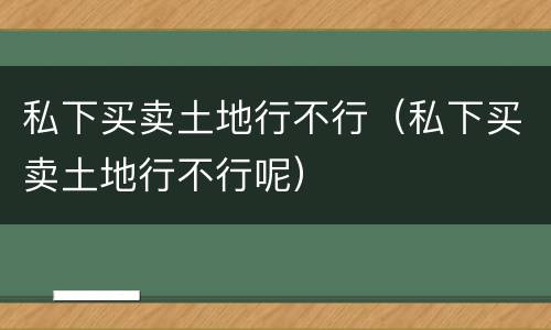 私下买卖土地行不行（私下买卖土地行不行呢）
