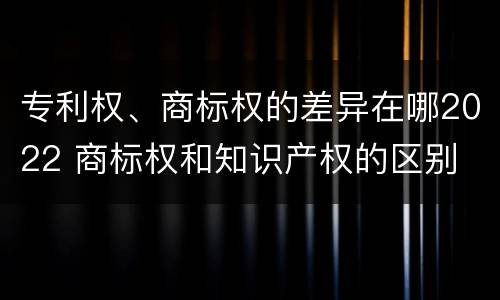 专利权、商标权的差异在哪2022 商标权和知识产权的区别