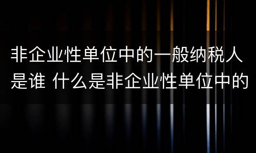 非企业性单位中的一般纳税人是谁 什么是非企业性单位中的一般纳税人